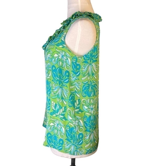 LILLY Pulitzer Reena Ruffle Sleeveless 100% SILK Top Size 2 - Picture 2 of 7